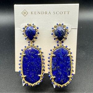 Discontinued Kendra Scott Parsons Statement Earrings | Lapis & Gold